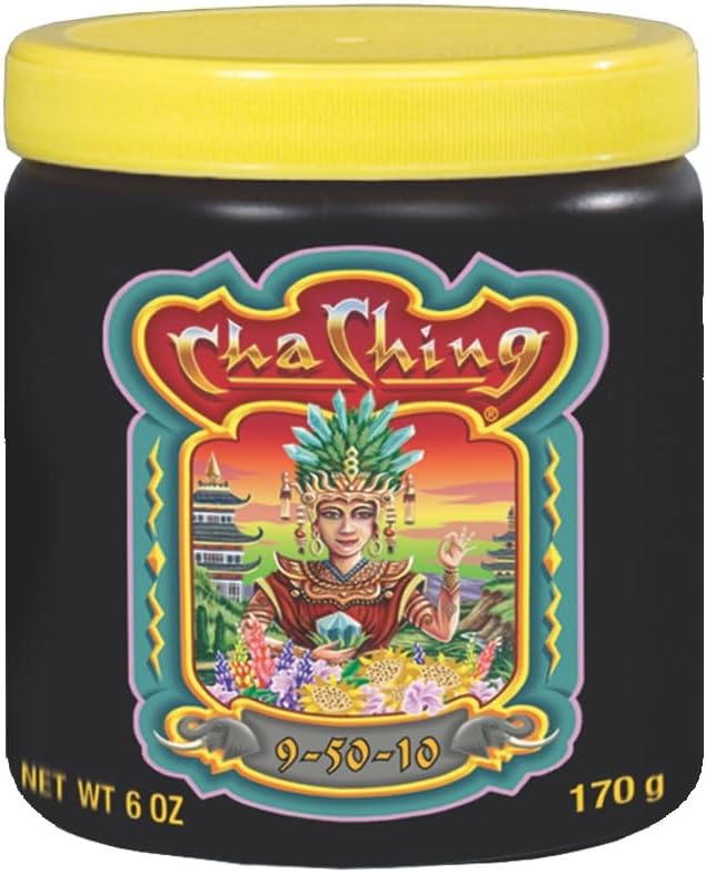 FoxFarm Cha Ching Water Soluble Fertilizer for Late Flowering & Harvest - High Phosphorus Fertilizer 9-50-10 Formula, Supports Fruit Development - Ideal for Hydroponics & Soil Use - 6 oz