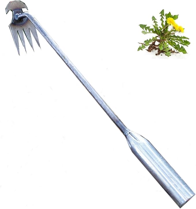 Weed Puller Gardening Hand Weeder Tools,Portable Artifact Uprooting Weeding 6 Teethes Manganese Steel Weed Removal Dual Purpose Manual Hand Pulling Tool for Lawn Garden (Silver)