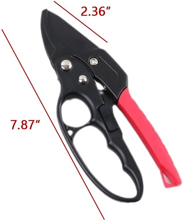 Professional Garden Clippers Ratchet Pruning Shears Gardening Scissors,Weak Hands & Arthritis,Work 3 Times Easier,for Cutting Rose, Flower, Hedge, Stem,Black&Red