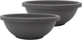 The HC Companies 13 Inch Shallow Garden Bowl Plant Pot with Drainage, Lightweight UV-Resistant Plastic Planters for Succulents, Herbs & More, 2-Pack Planters for Indoor Outdoor Home Decor, Warm Gray