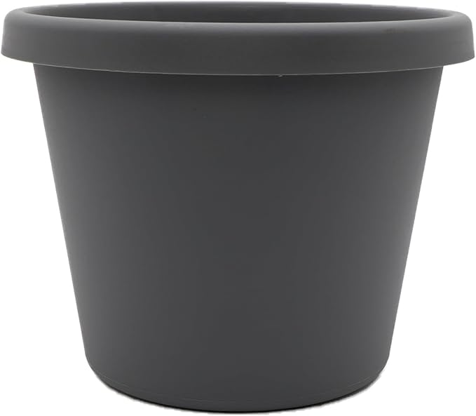 The HC Companies Prima Round Plastic Plant Pot w/Rolled Rim - Lightweight & UV Resistant Flower Pot for Herbs & More - Outdoor & Indoor Plant Pots w/Drainage (6 inch, Warm Grey, Pack of 1)