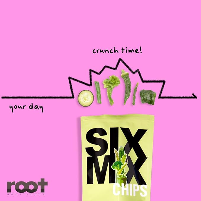 Root Foods SixMix Chips, Natural Veggie Snack, Non-GMO Vegetable Crisps, Good for Adults, Kids, Vegan, Gluten Free, Halal (SixMix)