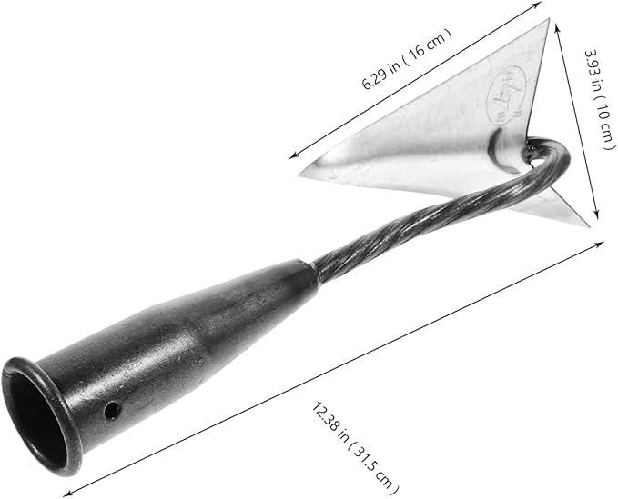 DOITOOL Triangle Hoe Garden Tool with Pointed Head 12.40X6.29X3.93In Lightweight Handheld for Digging Soil Manuring Trenching and Weeding Durable Iron Construction
