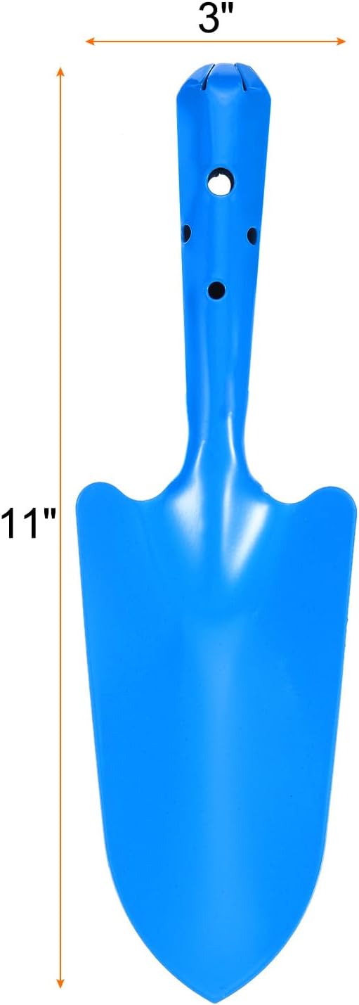 HARFINGTON 2pcs Mini Colorful Metal Hand Shovel 11" x 3" Digging Trowel Set Transplanting Garden Tools for Flower Soil Digging Planting Weeding Transplanting Garden, Blue