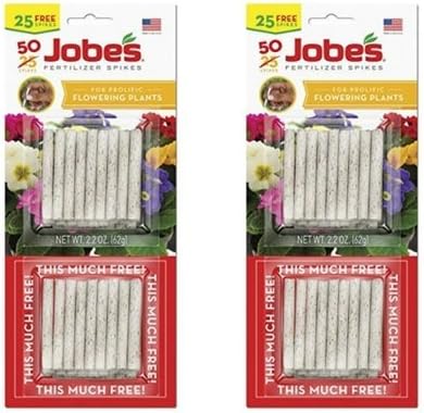 Jobe’s Fertilizer Spikes for Flowering Plants, 10-10-4 Time Release Fertilizer, 50 Spikes per Package (2 Pack)