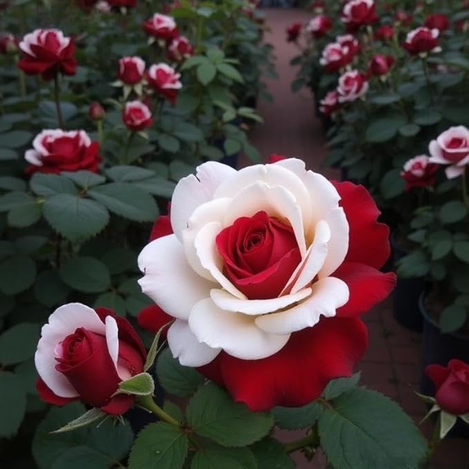 100pcs Rare Twin Red White Rose Seeds for Planting – Heirloom Perennial Climbing Roses, Fragrant Garden Flowers, Non-GMO, Ideal for Outdoor Gardens and Trellises