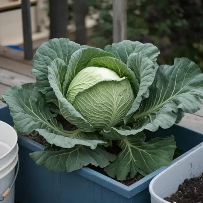 Set 2 Cabbage Plants, 4 Inch Pot, Cold Harrdy Cabbage Vegetable Plant for Indoor Outdoor Garden