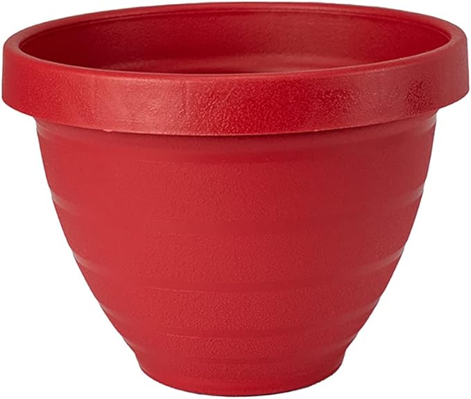 The HC Companies Rings Flower Planter - Self Watering Plant Pots for Herbs & More - Round Lightweight Outdoor & Indoor Planter (8" Warm Red, Pack of 1)