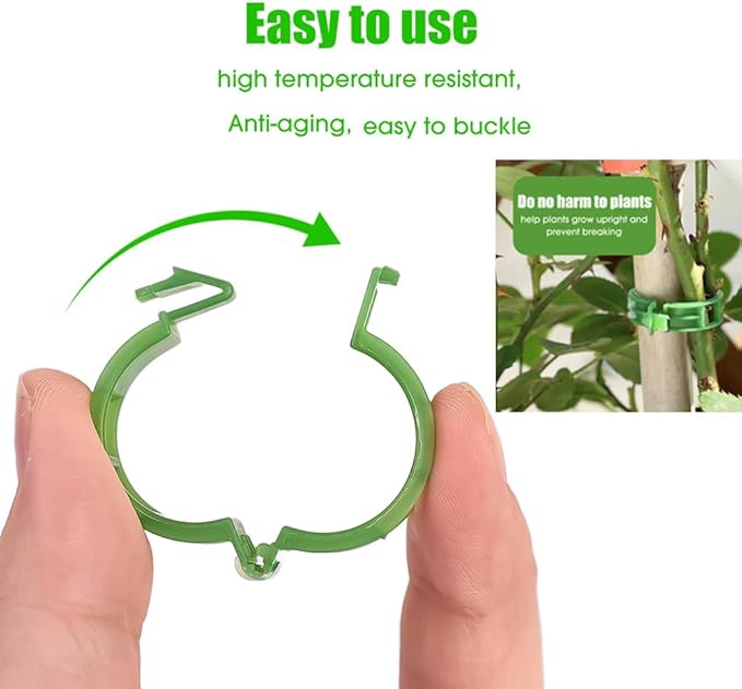 Plant Support Clips 50 PCS Reusable Tomato Clips Plastic Trellis Clips Garden Clips Secured Plastic Plant Clip for Climbing Plants Tomato Grape Vine Vegetables Plant Fixing Clips, 1.18" Inner Diameter
