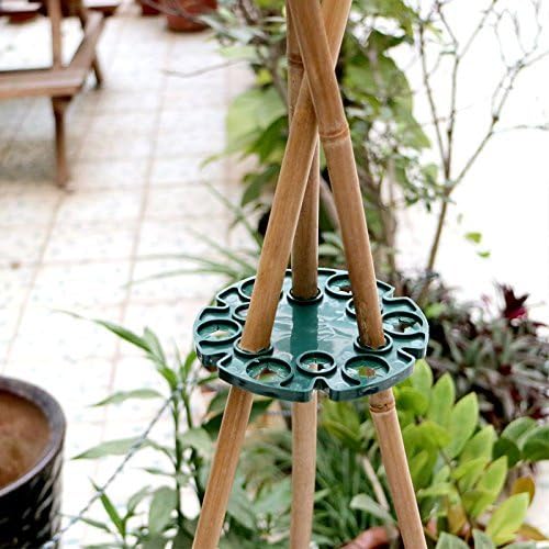 KINGLAKE 6 Pcs Bamboo Cane Holder Plastic Plant Cane Support Caps Holders for Climbing Plants Sweet Peas Beans Green