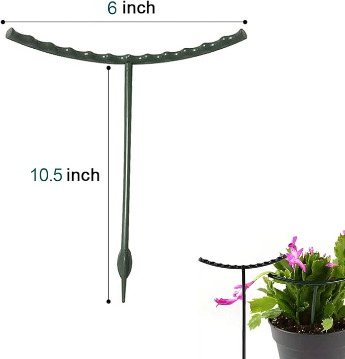 12 Pack Plant Support for Indoor and Outdoor Small Plants，Half Round for Potted Plants, Plastic Ring Flower Stakes with 20Pcs Plant Garden Clips