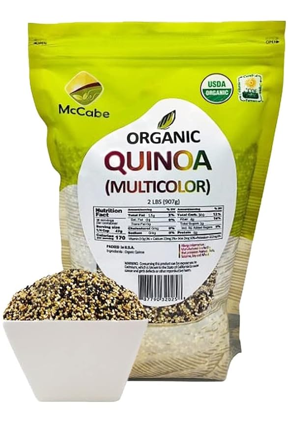 McCabe Organic Multicolor Quinoa - Multicolor Quinoa Organic | Rich with Fiber & Minerals | USDA and CCOF Certified | Packed in USA | 2Lbs (Pack of 2)