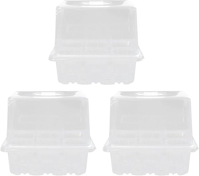 Yardwe 3pcs Plant Germination Boxes with 6 Holes, Thickened and Heightened Nursery Trays for Seedling Growth, Moisture and Heat Retention Planting Supplies for Garden and Greenhouse Use