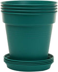 Mintra Home Garden Pots 4pk - Flowers, Herbs, Plants, Indoor, Outdoor, Colorful, Wholesale, Bulk (Forest Green, 11cm Diameter (4.3in))