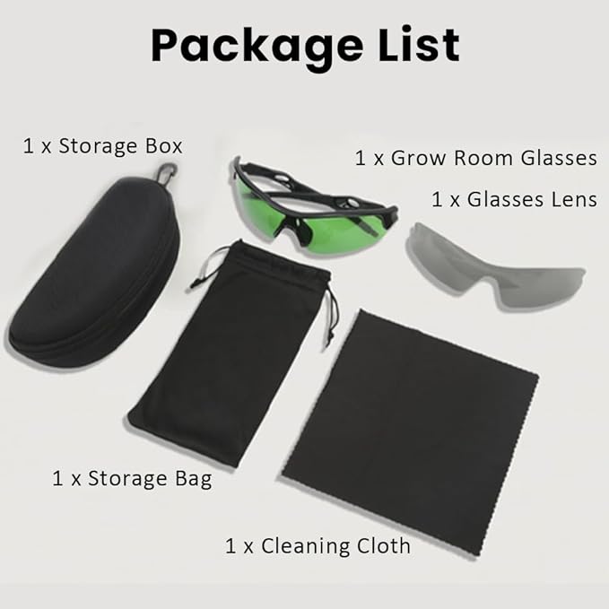 Pongnas Indoor Hydroponics LED Grow Room Glasses, Eye Glasses, Goggles (Green)