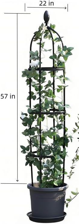 4-Tier Garden Obelisk Trellis for Climbing Plants, 57 Inches Tall Plastic Plant Tower Support for Outdoor Flowers and Vegetables