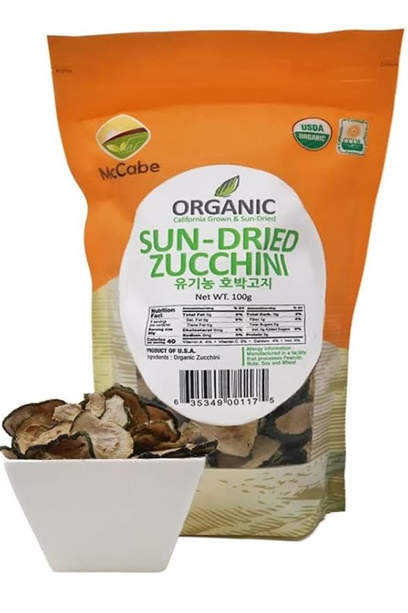 McCabe Organic Sun-Dried Zucchini - Organic Dehydrated Zucchini | Rich with Fiber & Minerals | USDA and CCOF Certified | Product of USA | 100g Pack of 2