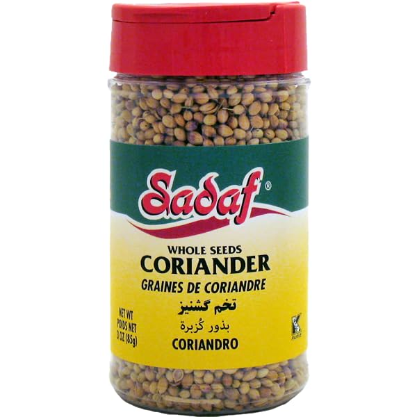 Sadaf Coriander Seeds Whole - Coriander Seeds Whole for Cooking and Food Flavoring - Mediterranean Cuisine - Semilla de Cilantro - Kosher - 3 oz Pet Bottle with Shaker Top
