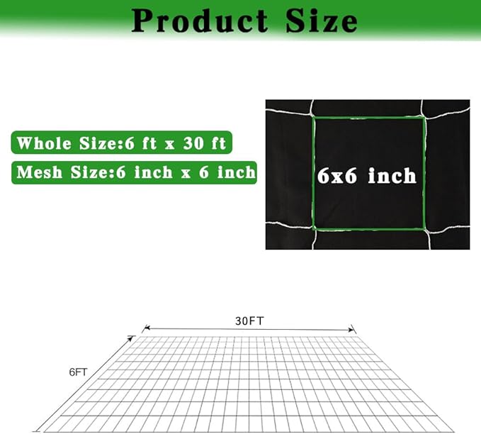 Trellis Netting for Climbing Plants 6x30Ft Garden Trellis Netting Plant Support Net Heavy Duty Climbing Net Trelliss for Vegetables Fruits Grape Beans Tomatoes Peas Pumpkin Flowers Cucumber Outdoor