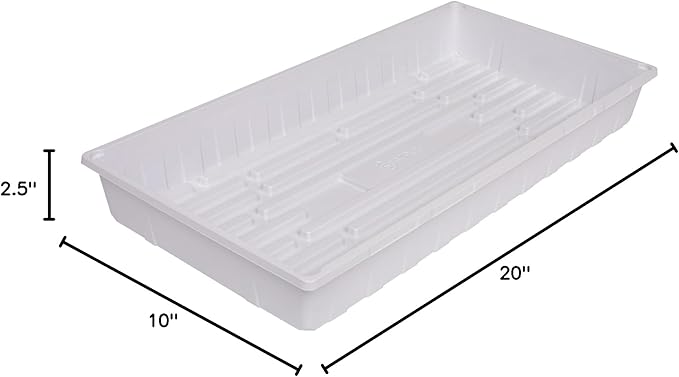 SUNPACK 10" x 20" Extra Strength Plastic Seed Starting Tray, White, 2.5" - No Drainage Holes, Ideal for Greenhouses or Indoor Gardening - Made of BPA-Free Plastic