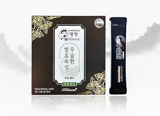 JH Fermented Achyranthes Granules - 30 Stick Packs (90g) | Korean Traditional Herbal Supplement with 40% Fermented Achyranthes Root, Du-Zhong & Safflower Seeds, 우슬환 3.17oz