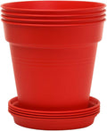 Mintra Home Garden Pots 4pk - Flowers, Herbs, Plants, Indoor, Outdoor, Colorful, Wholesale, Bulk (Red, 19cm Diameter (7.5in))