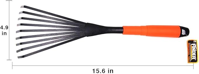 Steel Hand Rake Soil Tiller with Ergonomic Handle, Small Leaf Rake Great for Gardening, Cultivating, Garden Sweep Yard Flower Beds