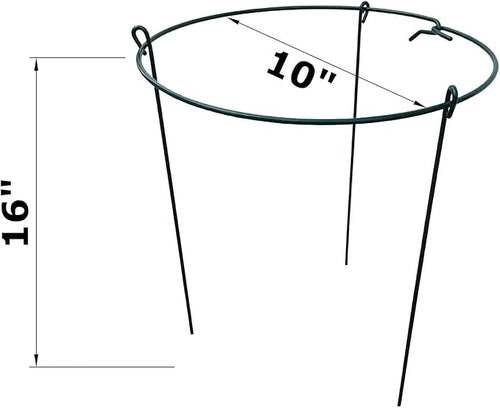 10 Pack 10" Wide x 16" High Peony Cage Rings Garden Plant Support Brace Round Metal Plant Stakes Rings, Strong Large Garden Supports for Flowers, Peonies, Rose, Lily