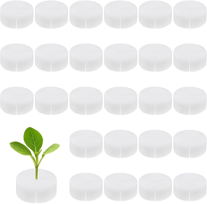 30-Pack Hydroponics Sponges, 2.76 Inch Growing Media Cylindrical Sponges for Planting Gardening Tool/Grow Seedlings/Home Vegetable Flower, Soilless Cultivation Seedling [White]