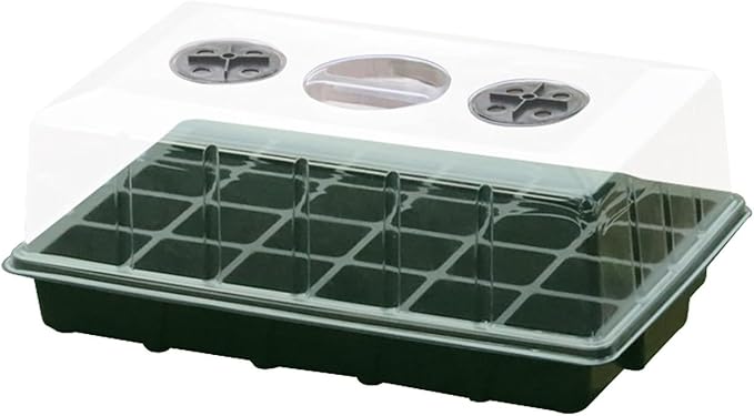 Seed Starter Trays with Humidity Domes, Reusable Plant Germination Kit for Microgreens, Herbs & Indoor Gardening, Clear Vented Lids, Fast Seedling Growth & Durable Design