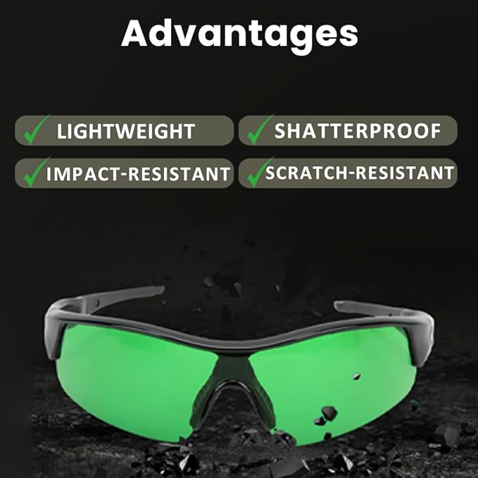 Pongnas Indoor Hydroponics LED Grow Room Glasses, Eye Glasses, Goggles (Green)