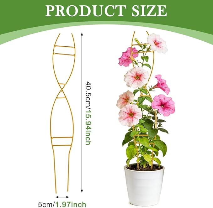 3PCS Indoor Plant Trellis for Potted Plants, Trellis for Climbing Plants Indoor, Metal Climbing Support with Unique DNA Spiral Design, Easy Installation Plant Support