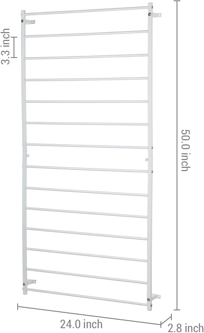 MyGift 4 Foot Tall Modern White Metal Wall Mounted Horizontal Bars Trellis, Outdoor Hanging Support Frame for Climbing Garden Plants and Crawling Vines
