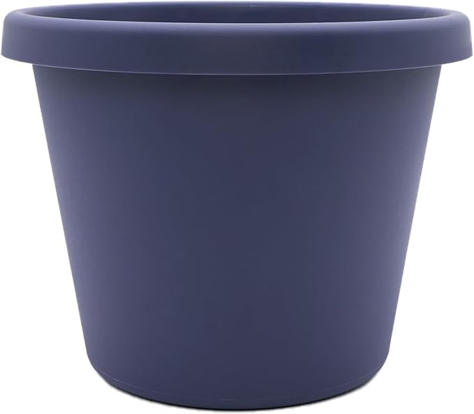 The HC Companies Prima Round Plastic Plant Pot w/Rolled Rim - Lightweight & UV Resistant Flower Pot for Herbs & More - Outdoor & Indoor Plant Pots w/Drainage (10 inch, Twilight Blue, Pack of 1)