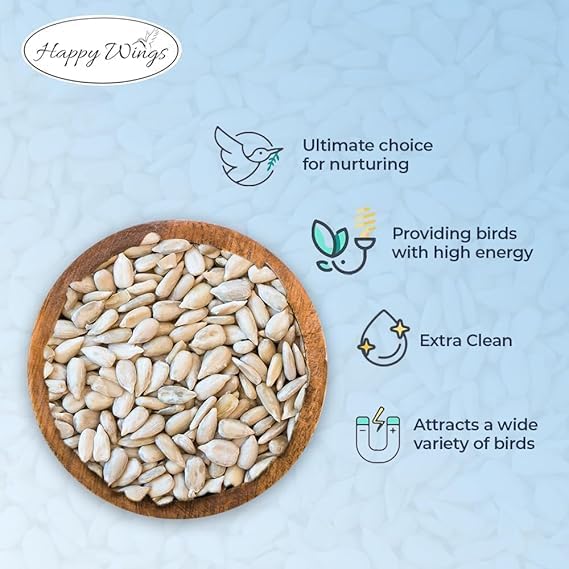 Happy Wings Sunflower Hearts & Chips Bird Food 5 lbs- Combo Pack of 2I No Mess, No Waste Seed No Grow Formula Ideal for Wild Birds, Finches, Sparrows, and Year-Round Feeding.