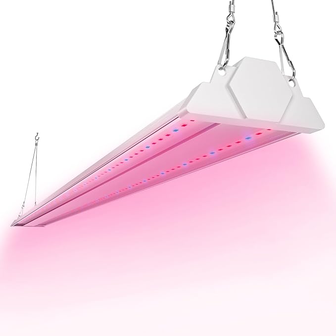 FREELICHT 1 Pack 4ft LED Grow Light, 60W (350W Equivalent), Red Blue (660nm+460nm) Full Spectrum Grow Lights for Indoor Plants, Hanging Plug in Grow Lamp for Hydroponic Greenhouse Plants Seedling Veg