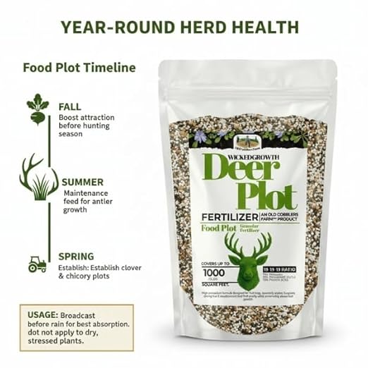 Old Cobblers Farm™ Wicked Growth Wildlife Deer Plot Fertilizer - Perfect Blend for Deer, Turkey & Game - Balanced NPK for Robust Growth (5 lbs | 10 lbs | 15 lbs | 20 lbs) (5 lbs)