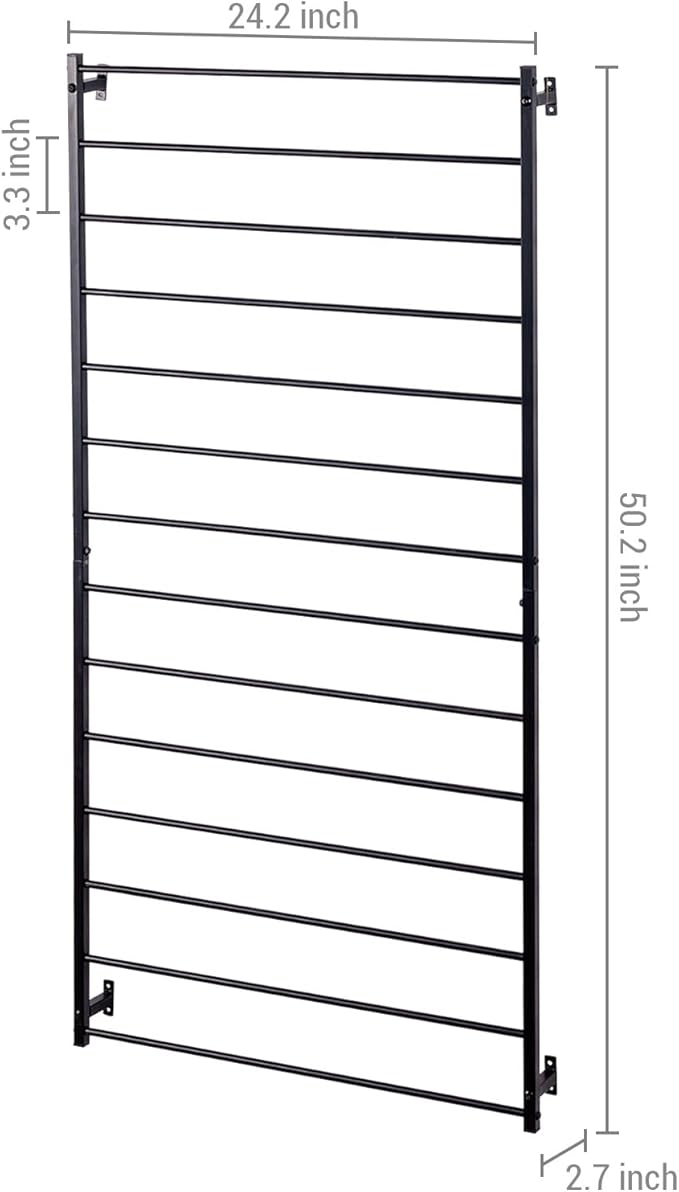 MyGift 4 Ft Tall Trellis, Black Metal Wall Mounted Garden Trellis for Climbing Plants Outdoor/Indoor, Large Wall Support Frame for Hanging Planters