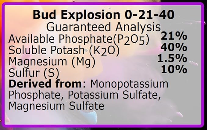Bud Explosion PK Bloom Budding Fruiting Flowering Booster for Soil and Hydroponics - Makes 2000 gallons