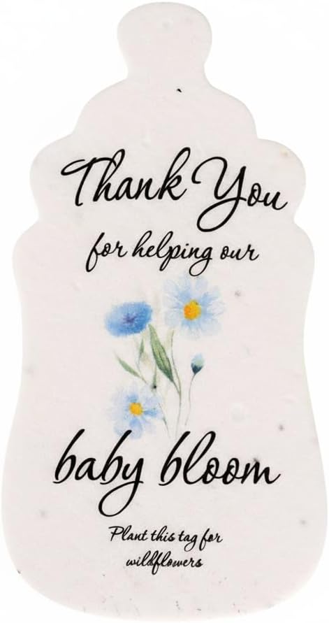 Seed Bloom Bottle Shaped Seed Paper – 15Pcs Blue Shower Favors for Guests with Wildflower Seeds, Writable & Plantable, Shower Favor Gifts for Guest