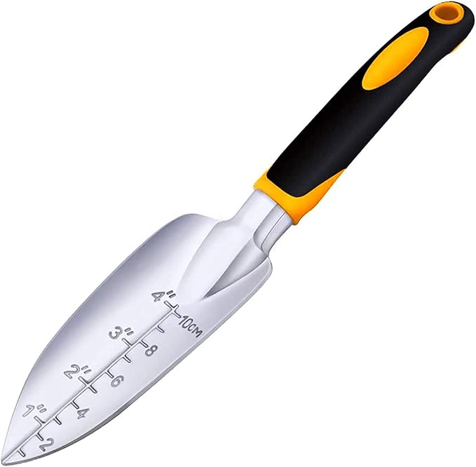 Garden Trowel Hand Shovel with Soft Rubberized Non-Slip Ergonomic Handle for Planting Transplanting, Weeding, Moving and Smoothing Soil-Gardening Gift (Spade Shovel)