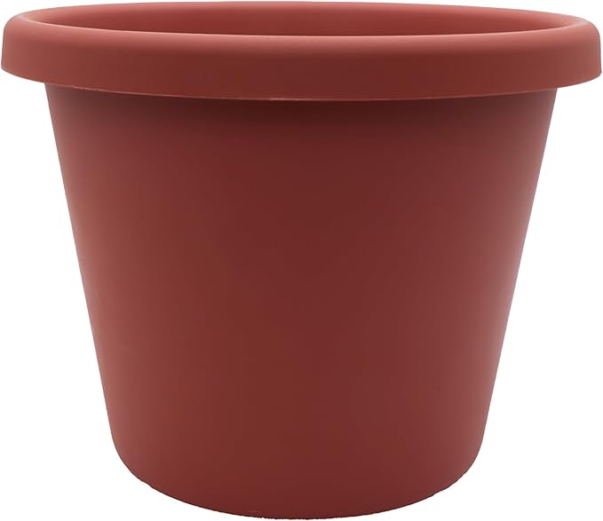 The HC Companies Classic Round Plastic Plant Pot w/Rolled Rim - Lightweight & UV Resistant Flower Pot for Herbs & More - Outdoor & Indoor Plant Pots w/Drainage (17 inch Clay, Pack of 1)