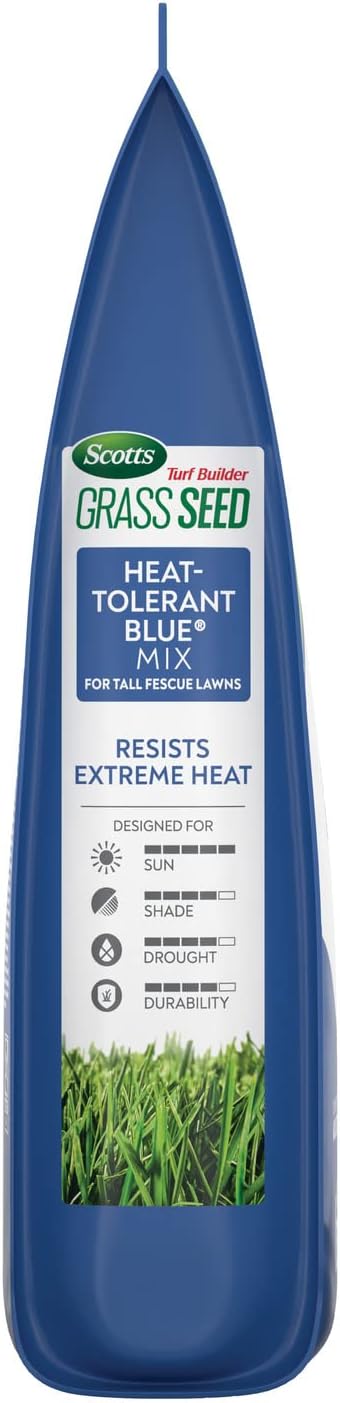 Scotts Turf Builder Grass Seed Heat-Tolerant Blue Mix for Tall Fescue Lawns with Fertilizer and Soil Improver, 2.4 lbs.