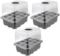 3pcs Adjustable 12-Cell Germination Tray Set for Seedling Starter, Black Plastic Plant Germination Case with Breathable Insulation, Suitable for Vegetable Planting and Greenhouse