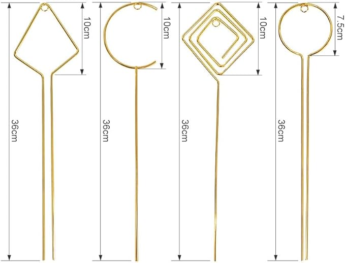 Plant Trellis Indoor - 4 Pack Small Hoop Trellis Mini for Climbing Plants Indoor, 15.7 Inch Indoor Plant Trellis with Different Patterns, Vine Plant Support for Flower Pothos (Gold)