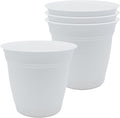 The HC Companies 6 Inch Eclipse Round Planter Pots with Drainage Holes & Attached Saucer, Lightweight UV-Resistant Plastic Indoor & Outdoor Planters, 4-Pack Flower Pots for Garden & Home Decor, White