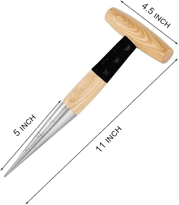 Hand Dibber Bulb Planter Tool Dibber Gardening Hand Tools with 5 Inch Measurements Stainless Steel Sow Dibbler with Non-Slip Handle Seed Planter Tool Seed Dispenser Hole Digger (Yellow)