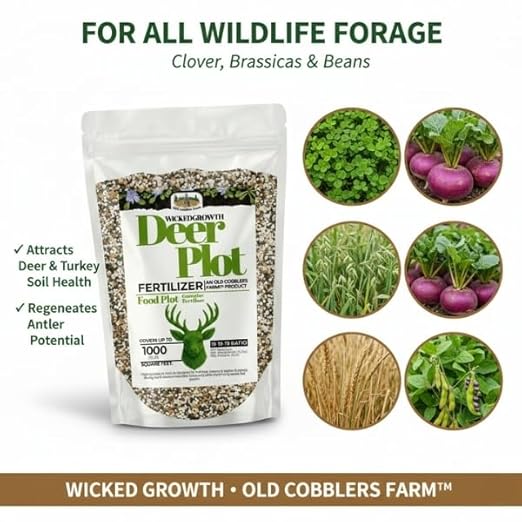 Old Cobblers Farm™ Wicked Growth Wildlife Deer Plot Fertilizer - Perfect Blend for Deer, Turkey & Game - Balanced NPK for Robust Growth (5 lbs | 10 lbs | 15 lbs | 20 lbs) (10 lbs)