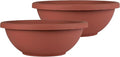 The HC Companies 15.5 Inch Shallow Garden Bowl Plant Pot with Drainage, Lightweight UV-Resistant Plastic Planters for Succulents, Herbs & More, 2-Pack Planters for Indoor Outdoor Home Decor, Clay