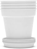 Mintra Home Garden Pots 4pk - Flowers, Herbs, Plants, Indoor, Outdoor, Colorful, Wholesale, Bulk (White, 11cm Diameter (4.3in))